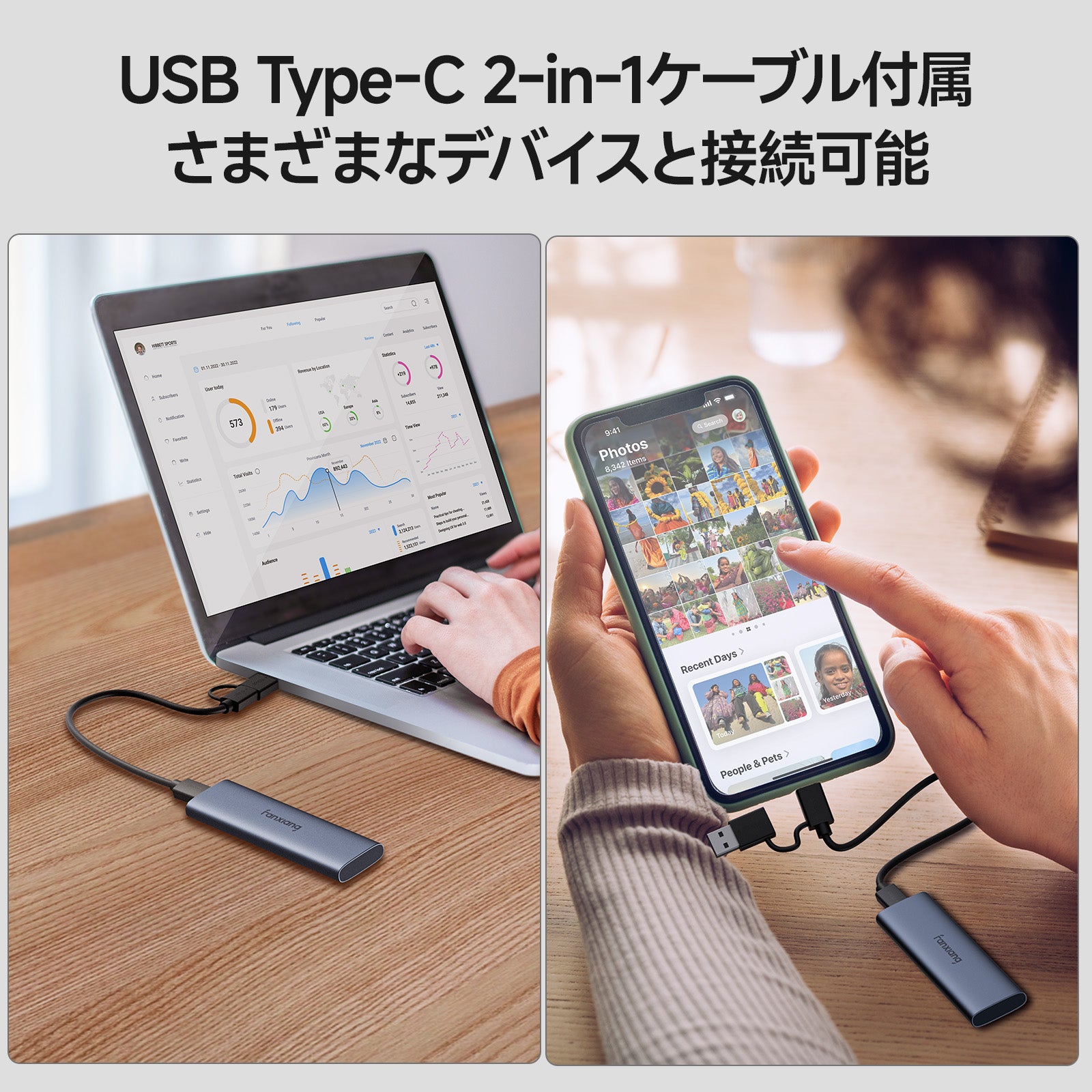 Chiavetta USB 2TB/1TB Duale USB-C 3.2 – Memoria Per PC, Laptop E Telefoni (Impermeabile)