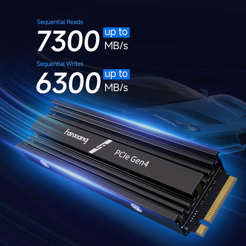 fanxiang S880R PCIe 4.0 NVMe SSD with Heatsink for PS5, M.2 2280 Gen4x4 Internal Solid State Drive, Up to 7300MB/s, 3D NAND TLC, Compatible with Desktop, Laptop, PS5