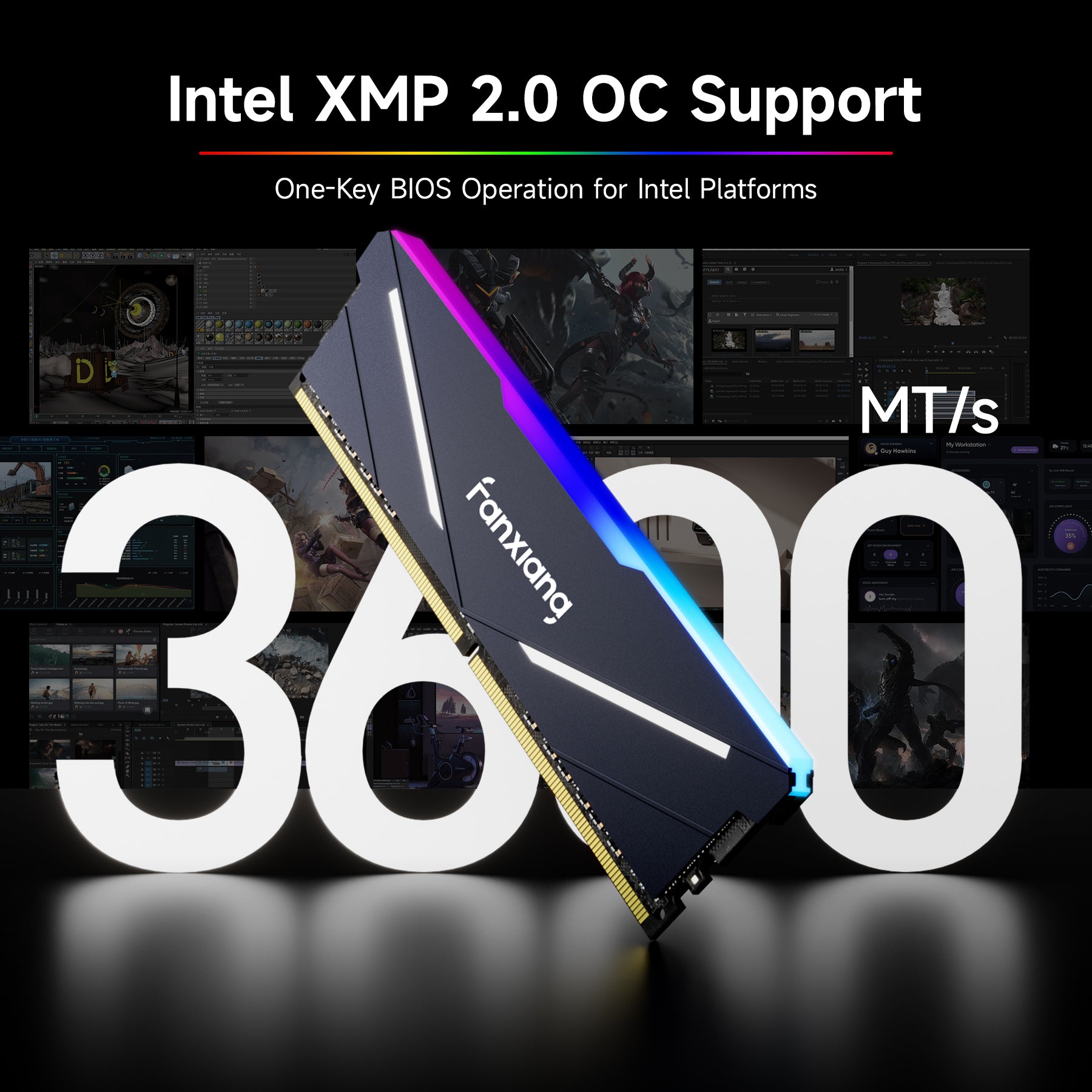 fanxiang RGB DDR4 RAM 16GB 3600MHz CL16 Computer Memory with Heatsink FanXiang